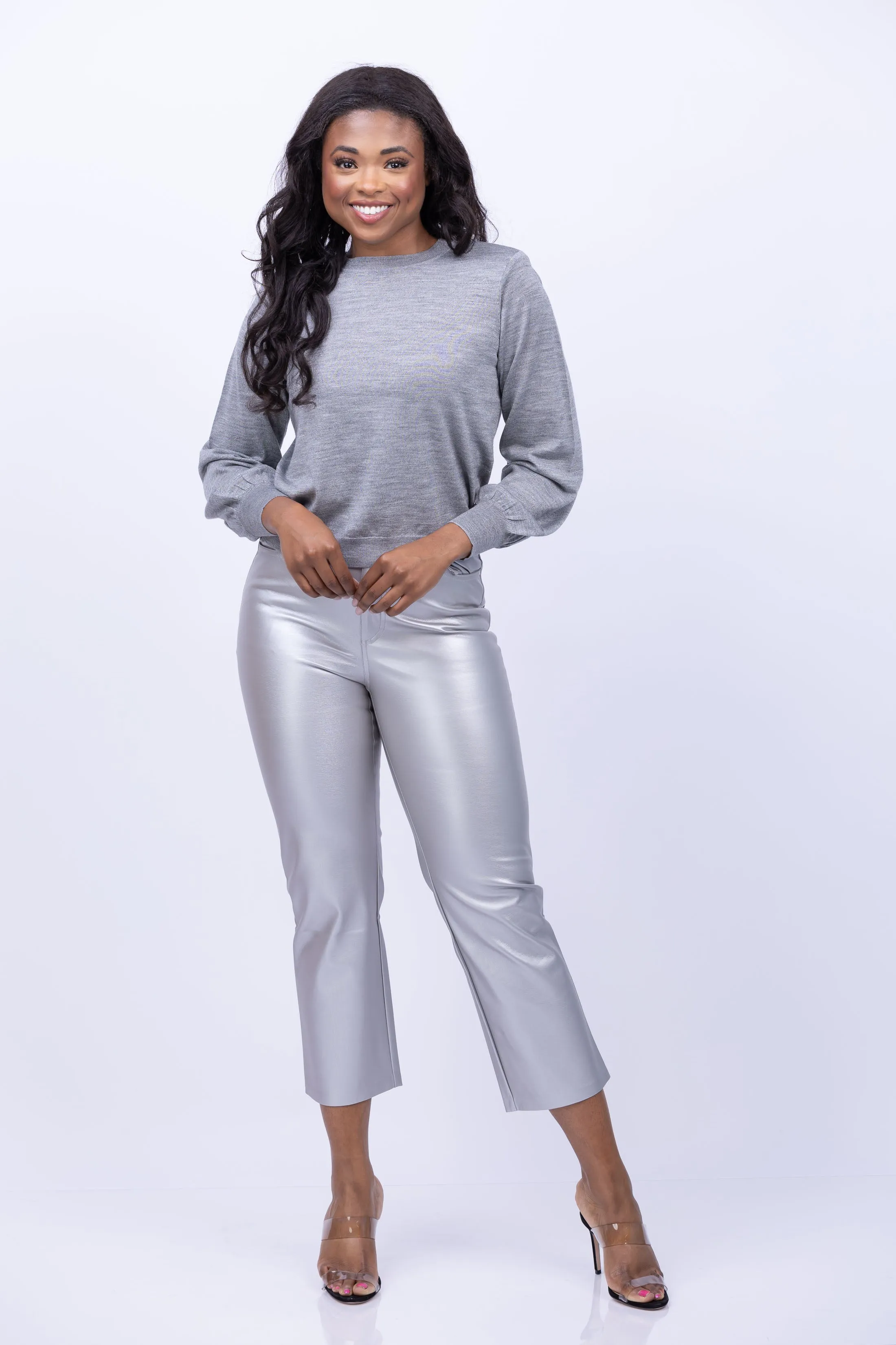 Cami NYC Hanie Vegan Leather Pant in Silver