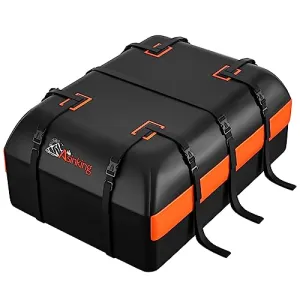 Car Rooftop Cargo Carrier Bag, 15 Cubic Feet Waterproof Heavy Duty 840D Car Roof Bag for All Vehicle with/Without Racks - Anti-Slip Mat, 6 Door Hooks, Storage Bag, 2 Extra Straps, Luggage Lock