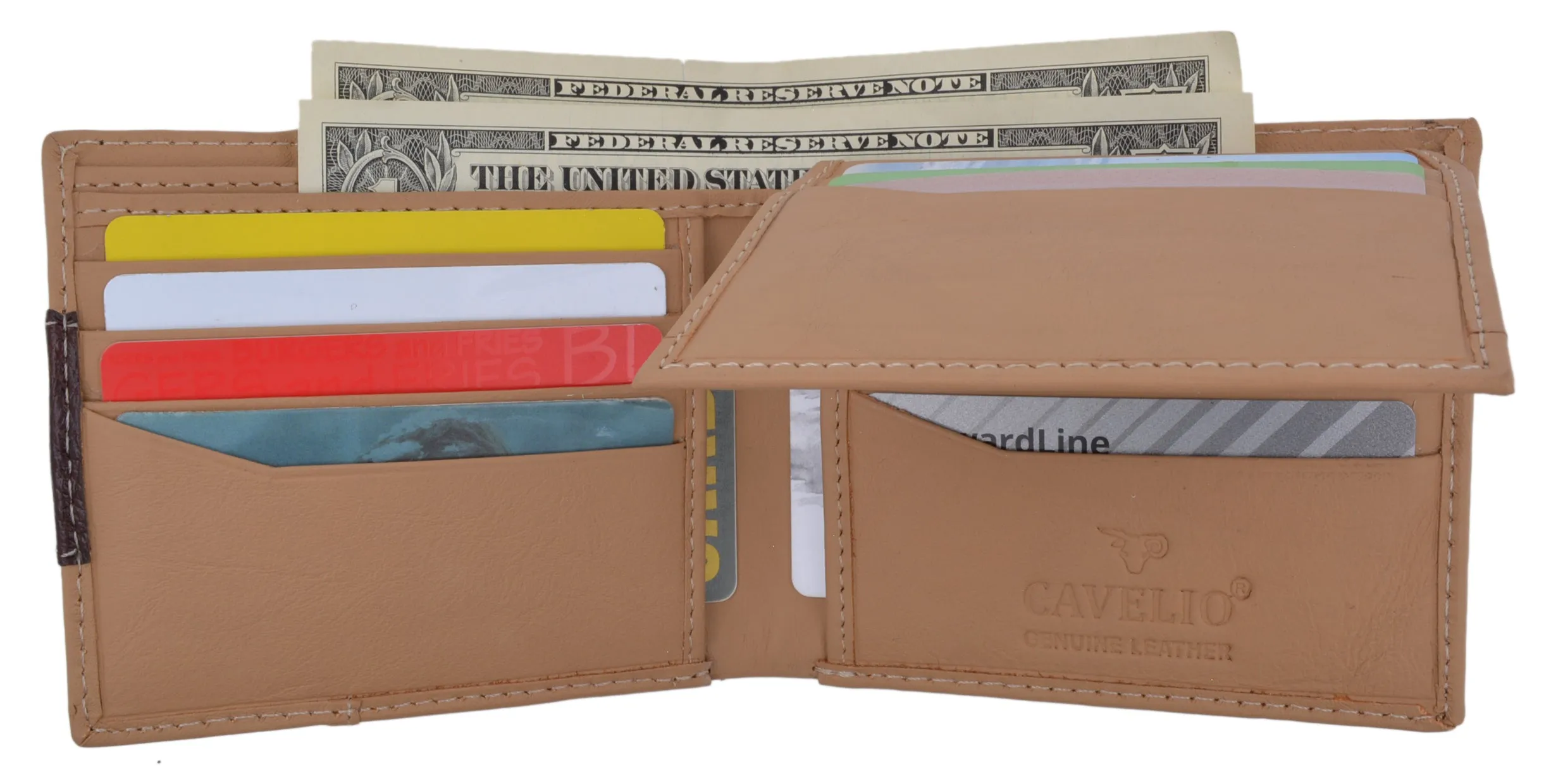 Cavelio Men's Premium Leather Bifold Card ID Holder Wallet