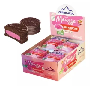 Cerro Azul - Vegan Alfajor of Dark Chocolate Filled With Strawberry Mousse 12u. 660g/1.45lb