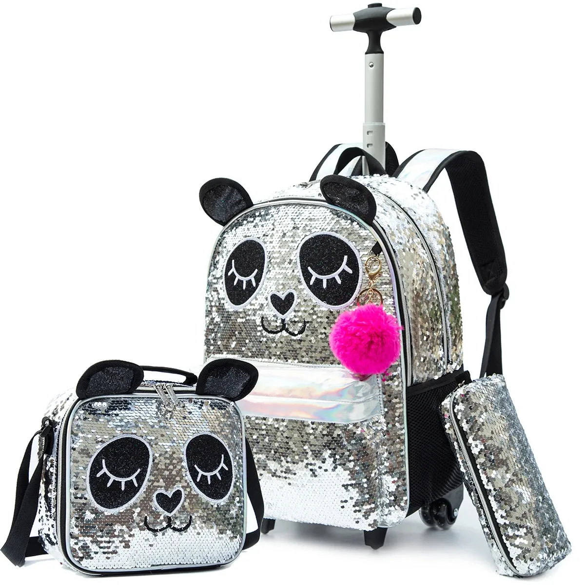 Charming 3-Piece Sequin Animal Backpack Set with Lunch & Pencil Case