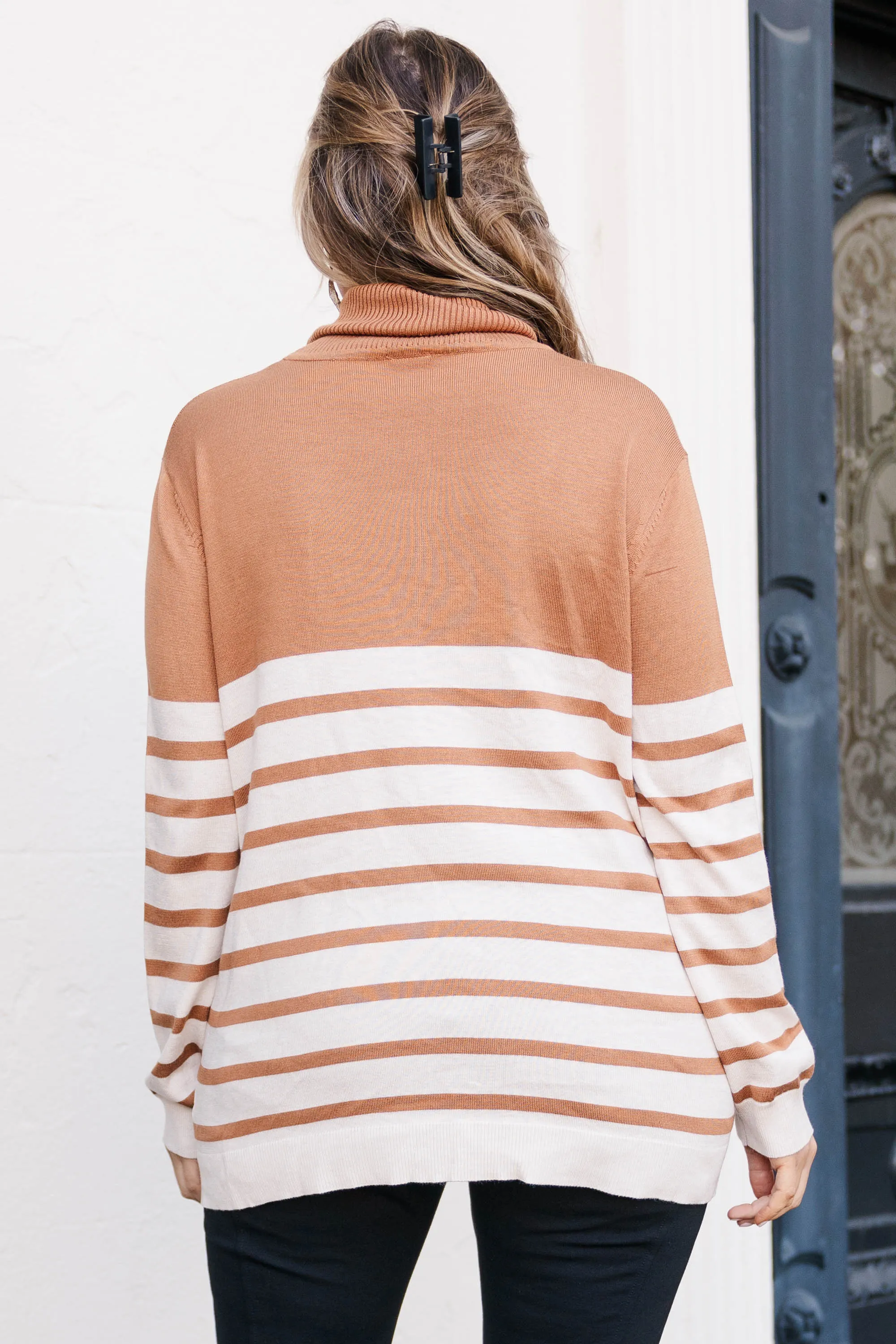 Chic Stripes Sweater, Copper