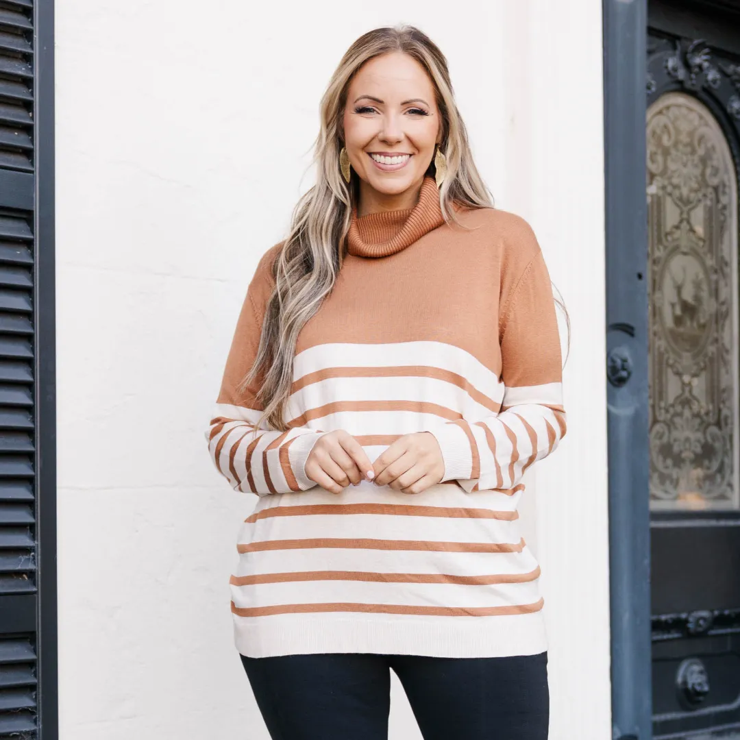 Chic Stripes Sweater, Copper