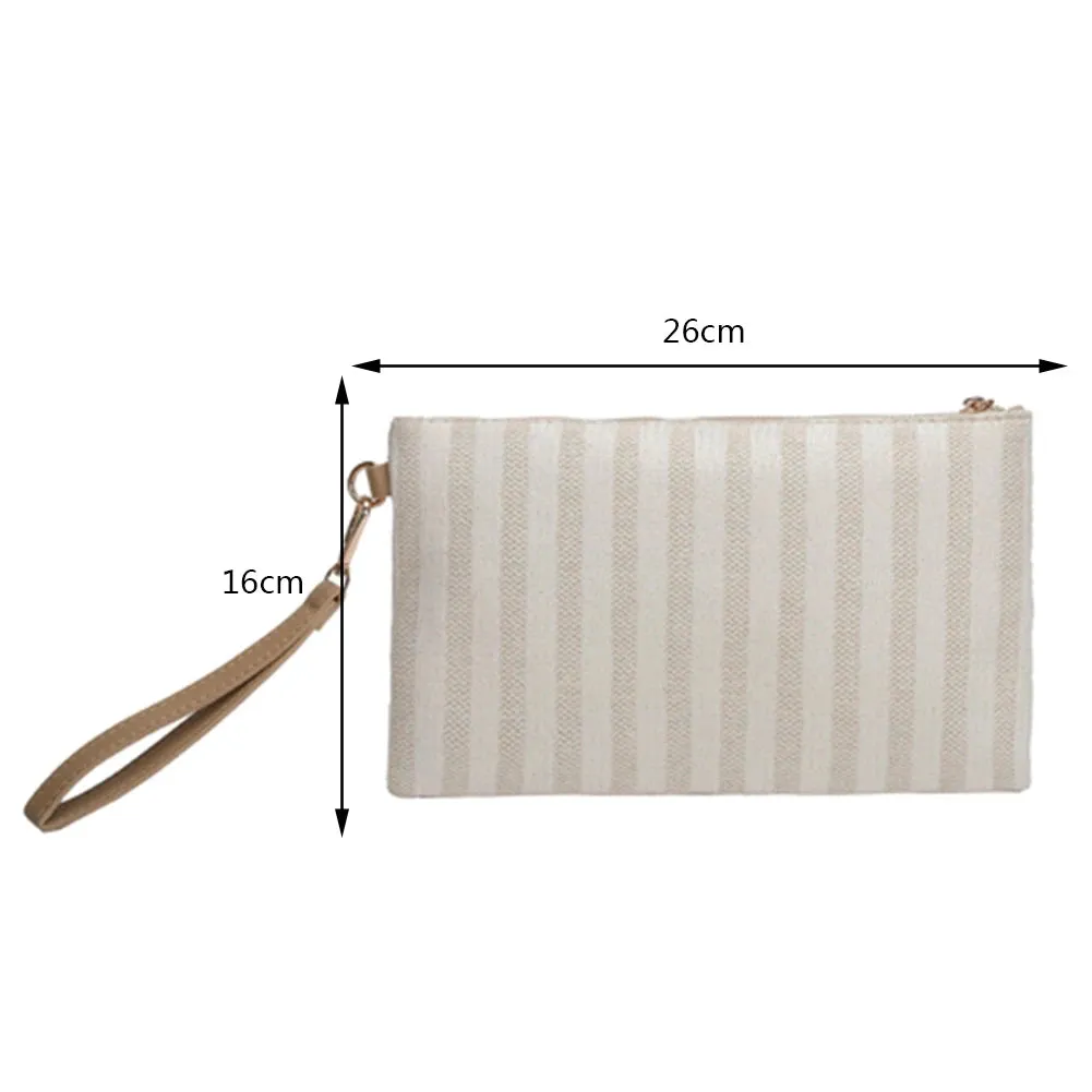 Colorful Wave Straw Woven Bag Women's Flip Clutch Bag Summer Beach Handbag Hand-woven Bag Mobile Phone Bag Female Purse Wallet