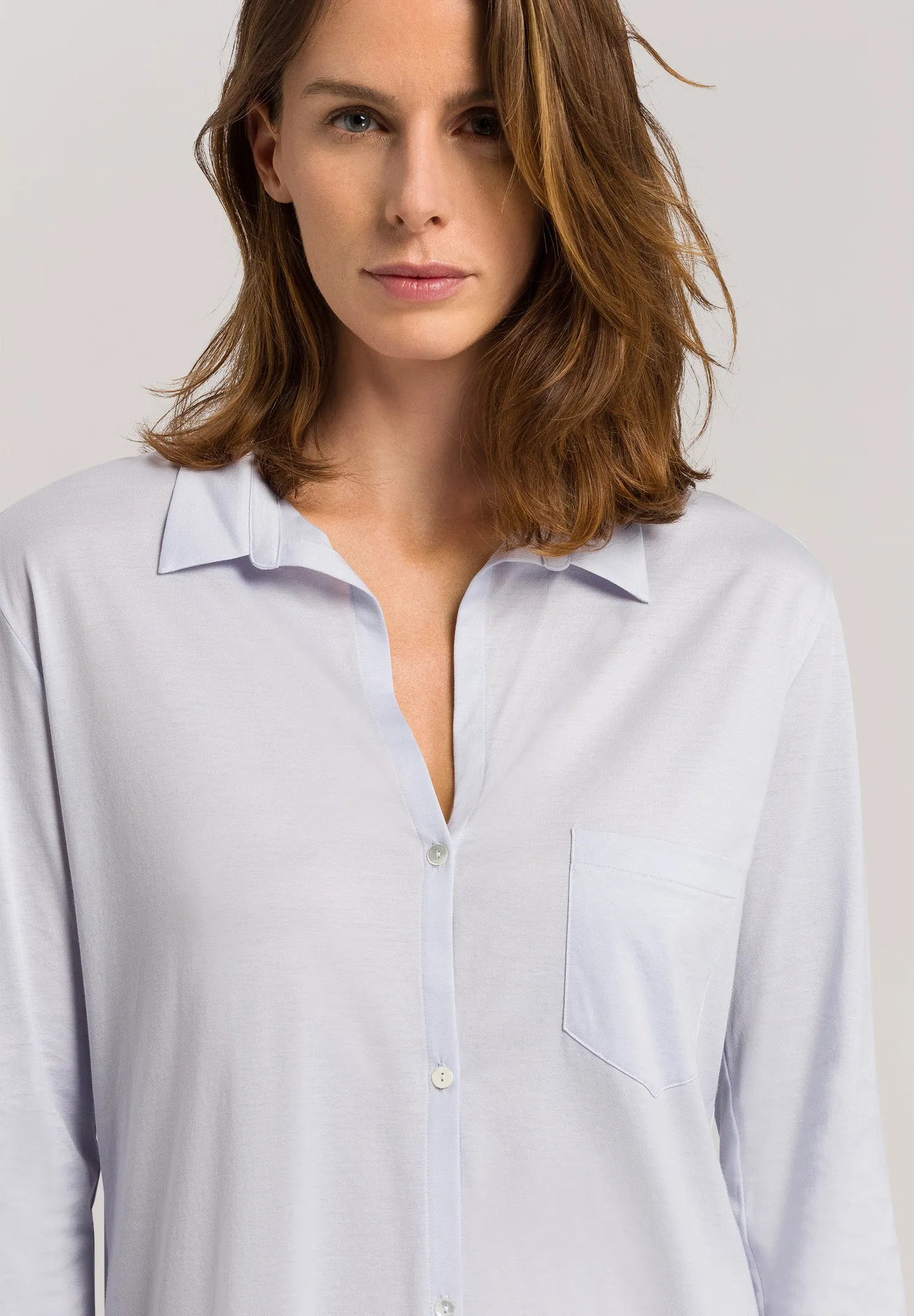 Cotton Deluxe Button Front Cotton Sleep Shirt | Blue Glow 77958-511