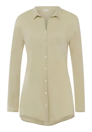 Cotton Deluxe Button Front Cotton Sleep Shirt | Moss Green 77958-2720