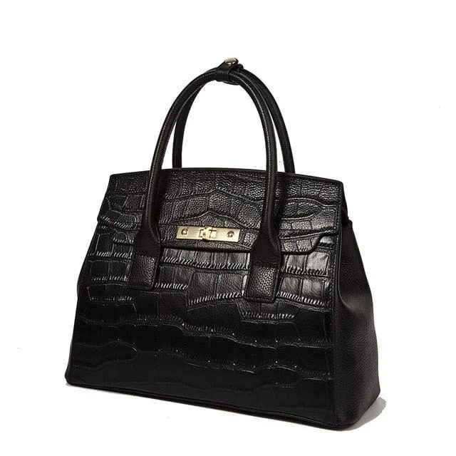 Crocodile Pattern Genuine Leather Shoulder Bag