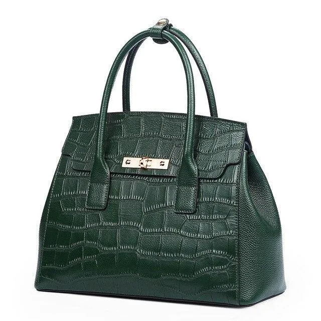 Crocodile Pattern Genuine Leather Shoulder Bag