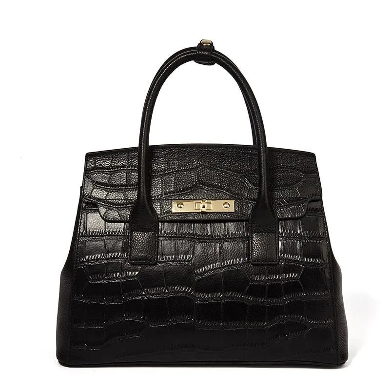 Crocodile Pattern Genuine Leather Shoulder Bag