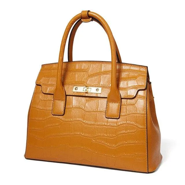 Crocodile Pattern Genuine Leather Shoulder Bag