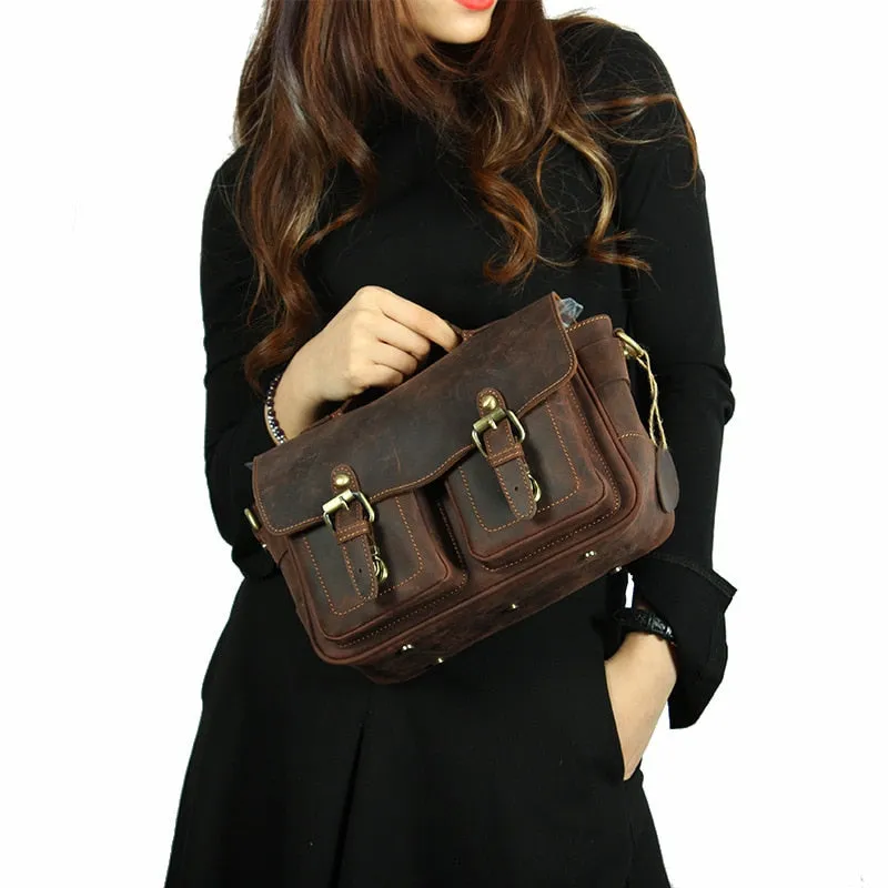 Crossbody Vintage Camera Leather Messenger Bag