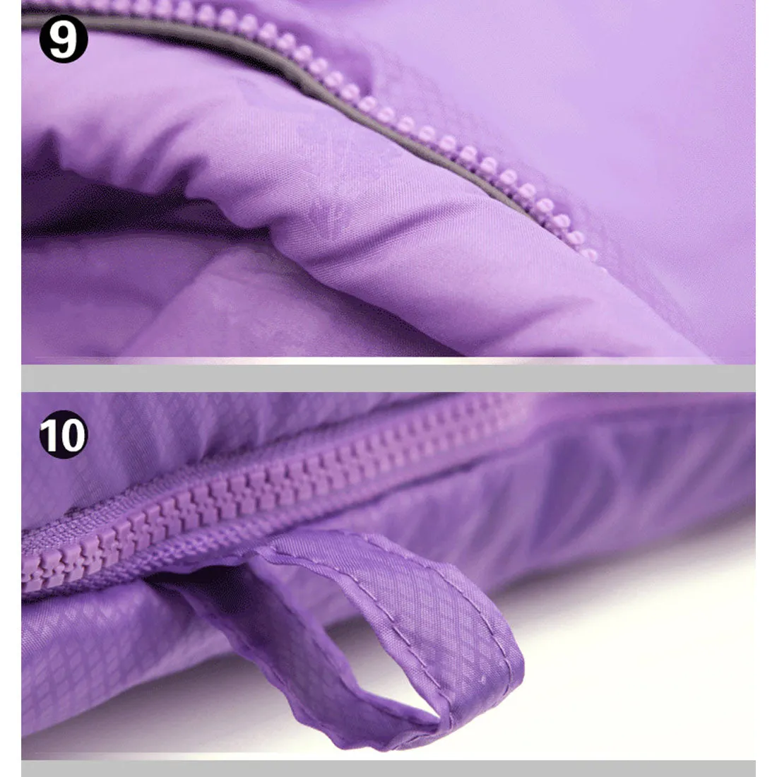 Double Camping Envelope Twin Sleeping Bag Thermal Tent Hiking Winter -10° C - purple