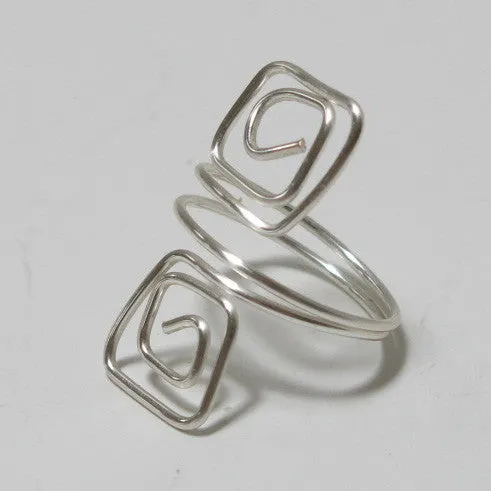 Double Squares Adjustable Wire Ring (click for other colors & sizes)