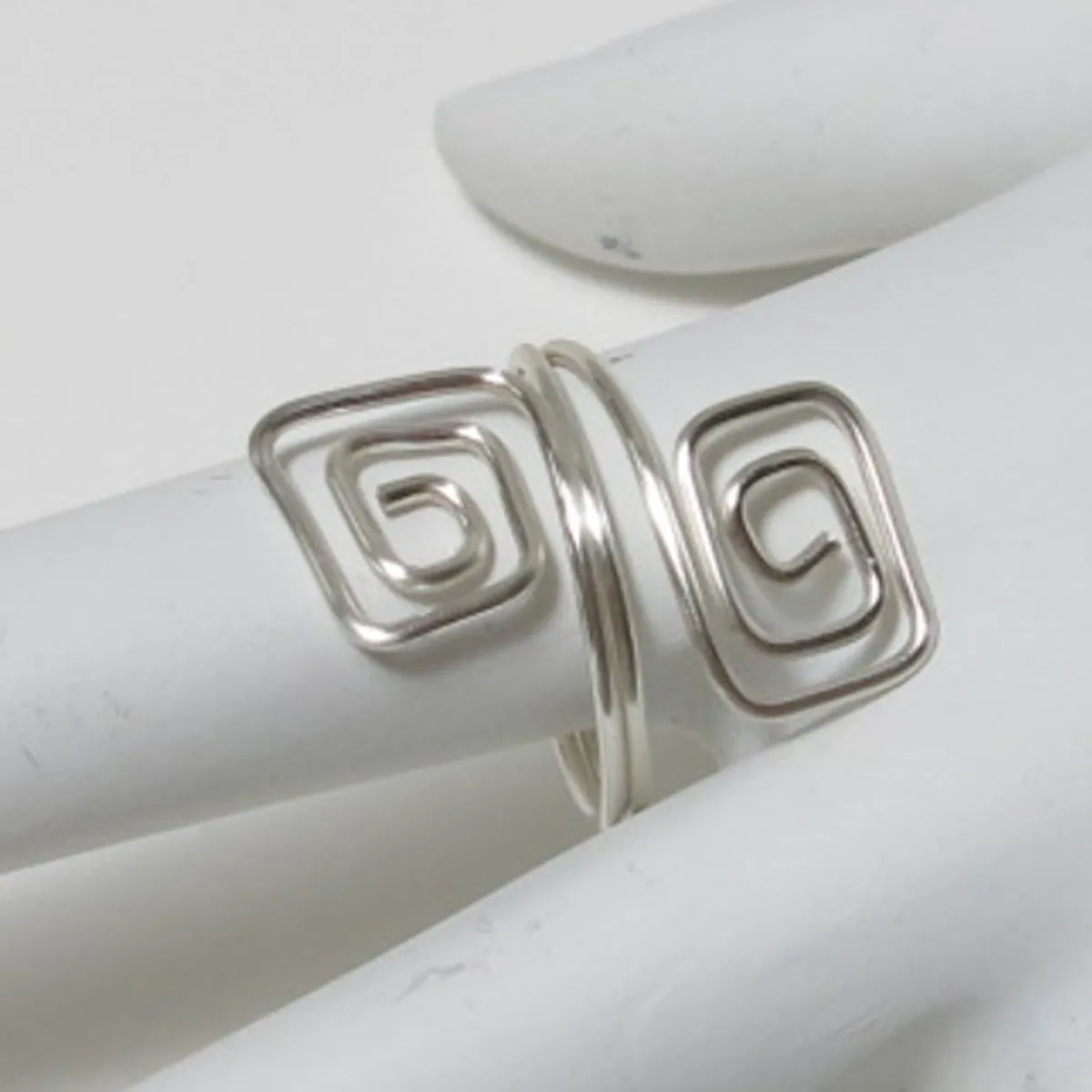 Double Squares Adjustable Wire Ring (click for other colors & sizes)