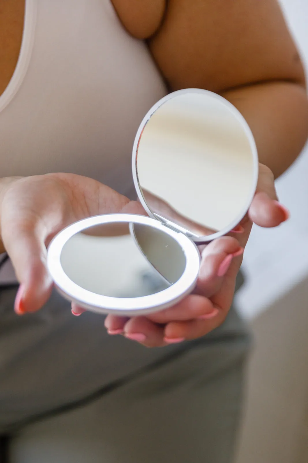 Double Take LED Compact Mirror in White