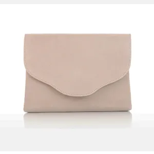 Ellie Clutch Bag - Beige Suede