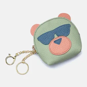 elvesmall Women Genuine Leather Cute Bear Creative Mini Coin Bag Small Wallet For Card Key Mini Lipstick