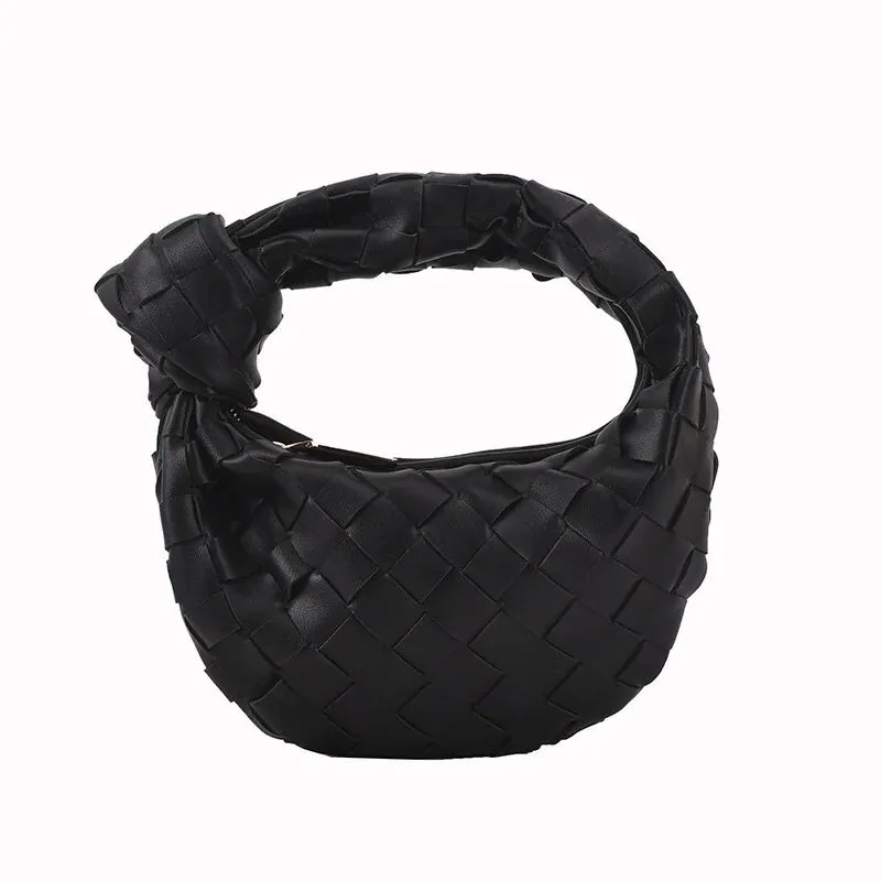 Fashion Shoulder Bag Purse Woven Handmade Hobo Hand Clutch Bag, Latest Knotted Handbag PU Leather Woven Handbag for women S4455724