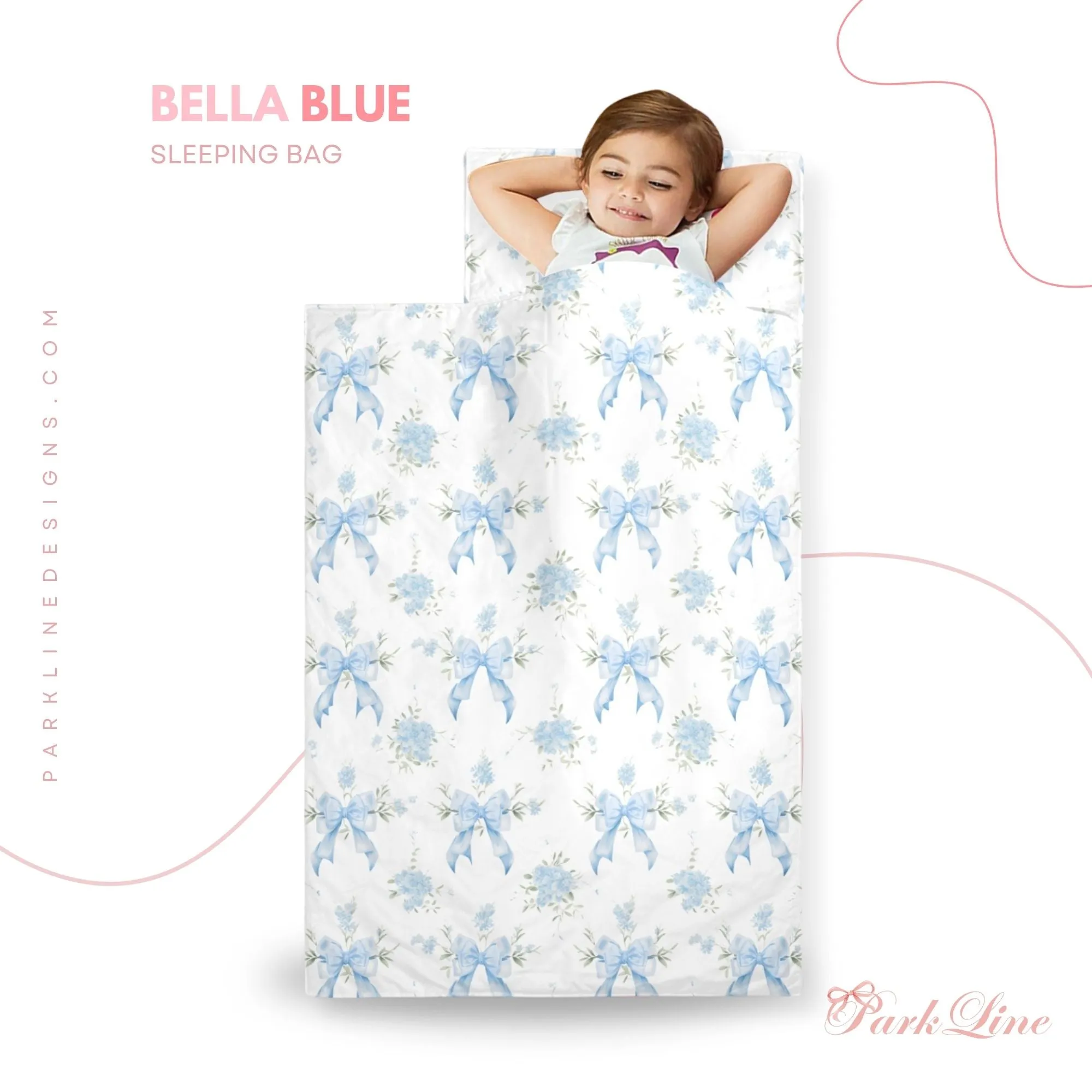 Floral Bow Kids' Long Sleeping Bag | A Catchy Blend of Comfort & Style | Lightweight and Durable Sleeping Bag for Kids