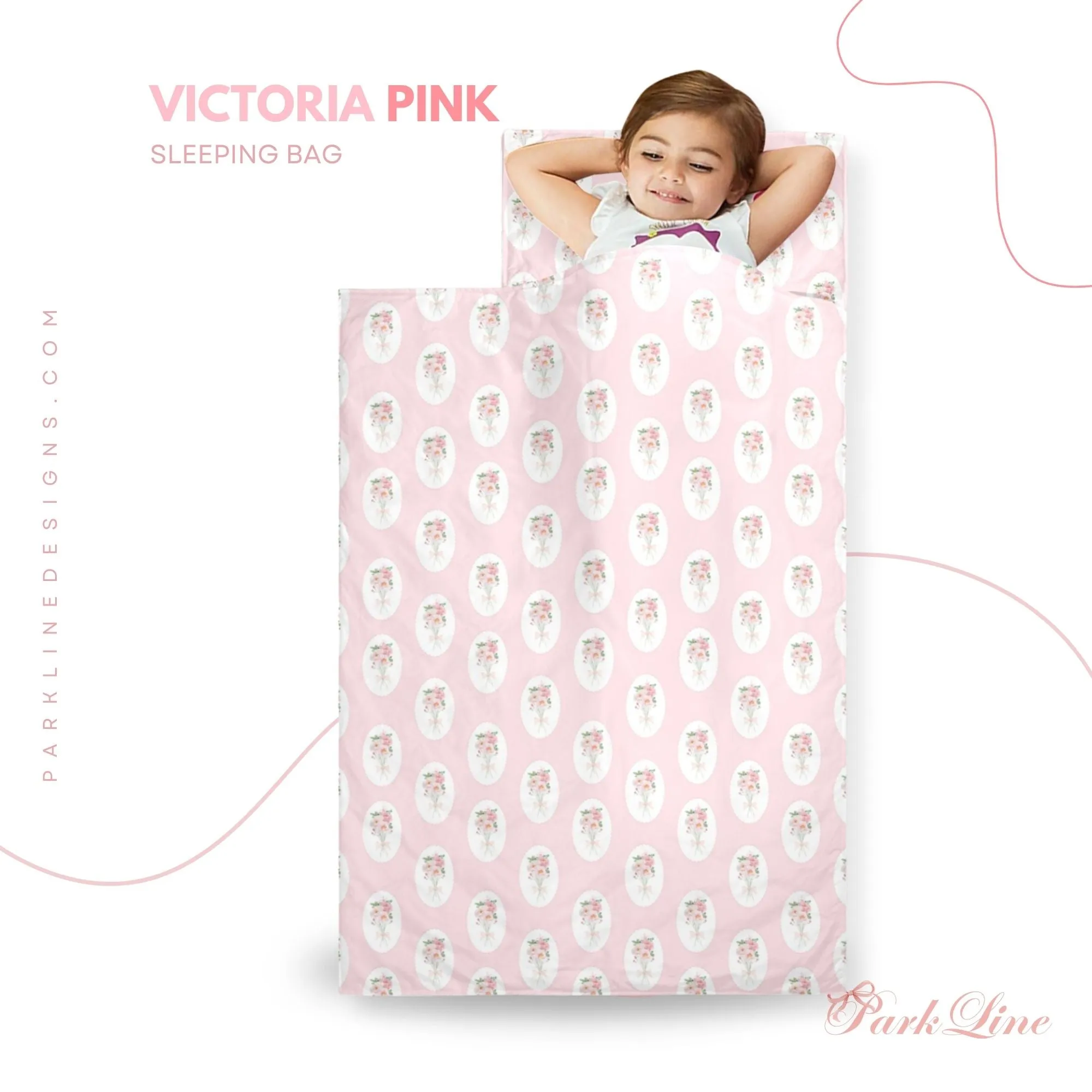 Floral Bow Kids' Long Sleeping Bag | A Catchy Blend of Comfort & Style | Lightweight and Durable Sleeping Bag for Kids