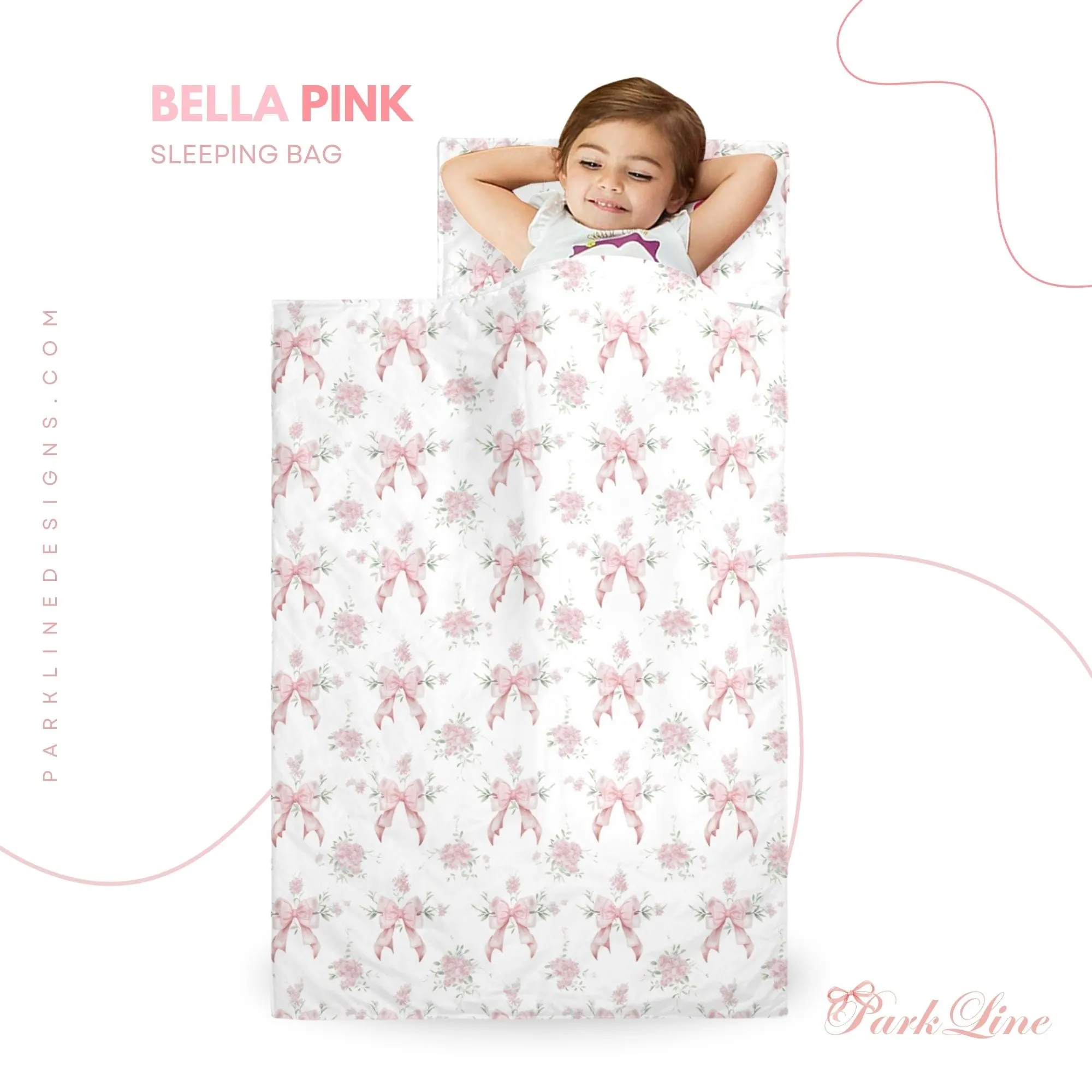 Floral Bow Kids' Long Sleeping Bag | A Catchy Blend of Comfort & Style | Lightweight and Durable Sleeping Bag for Kids