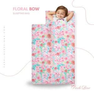 Floral Bow Kids' Long Sleeping Bag | A Catchy Blend of Comfort & Style | Lightweight and Durable Sleeping Bag for Kids