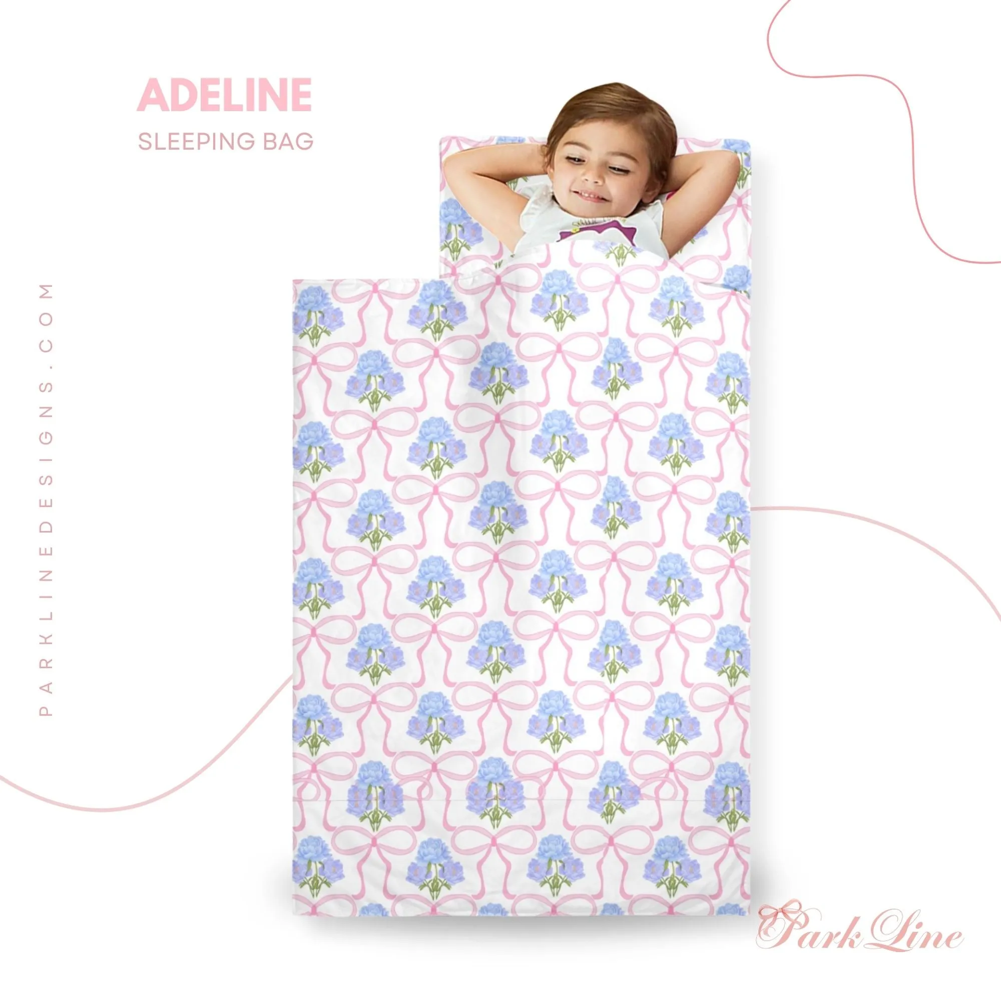 Floral Bow Kids' Long Sleeping Bag | A Catchy Blend of Comfort & Style | Lightweight and Durable Sleeping Bag for Kids