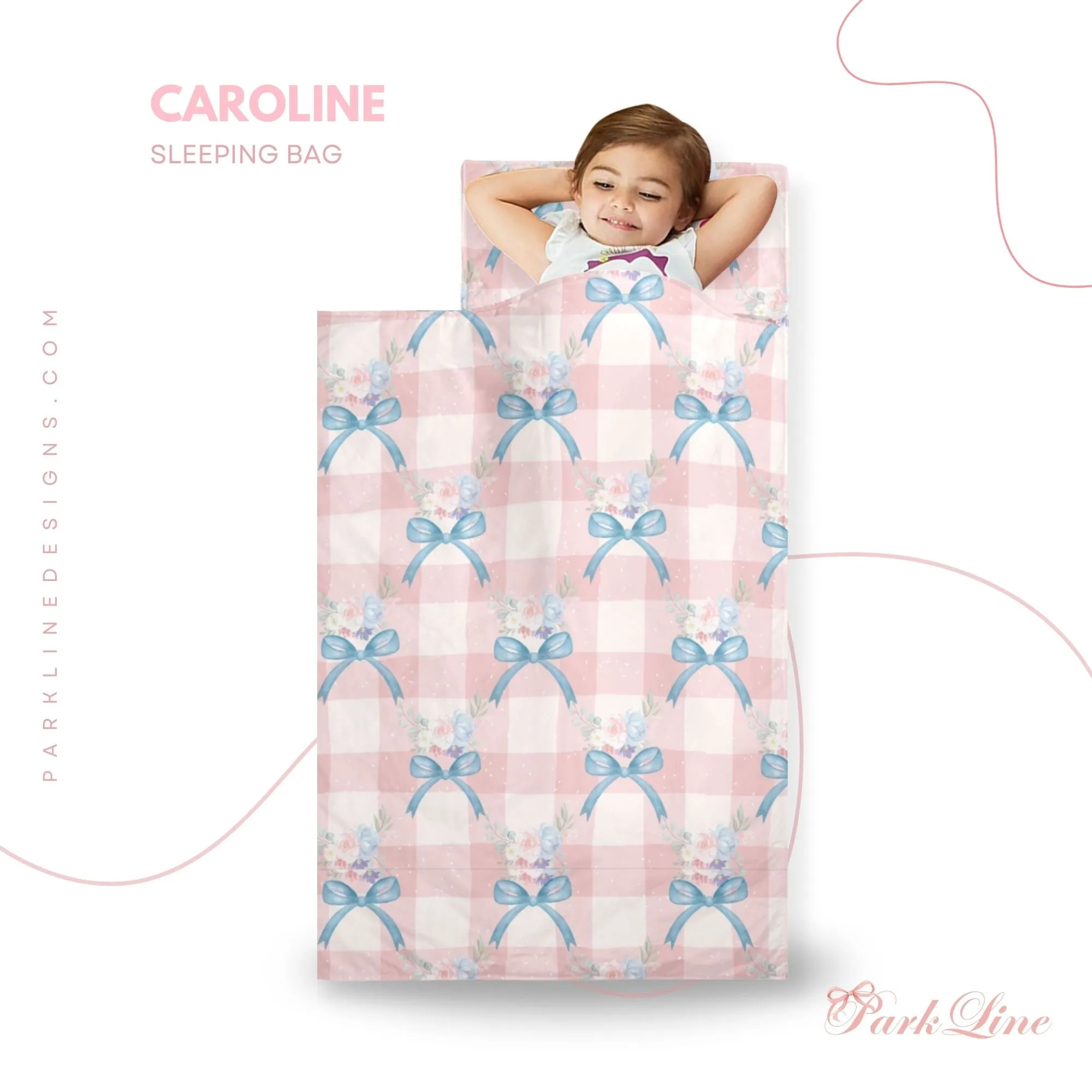 Floral Bow Kids' Long Sleeping Bag | A Catchy Blend of Comfort & Style | Lightweight and Durable Sleeping Bag for Kids