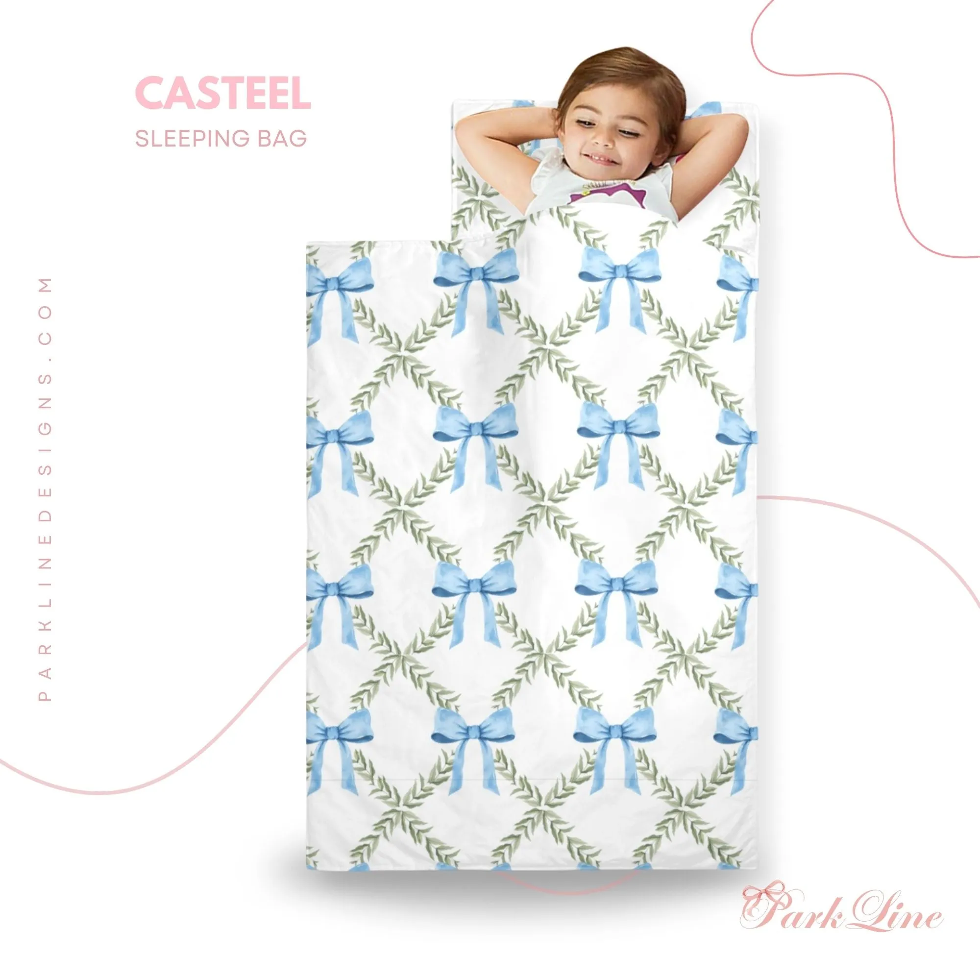 Floral Bow Kids' Long Sleeping Bag | A Catchy Blend of Comfort & Style | Lightweight and Durable Sleeping Bag for Kids