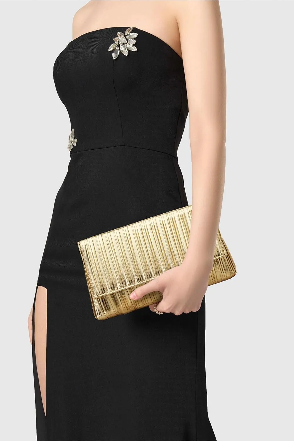 Formal Cocktail Party Style Gold Chain Clutch Evening Bag