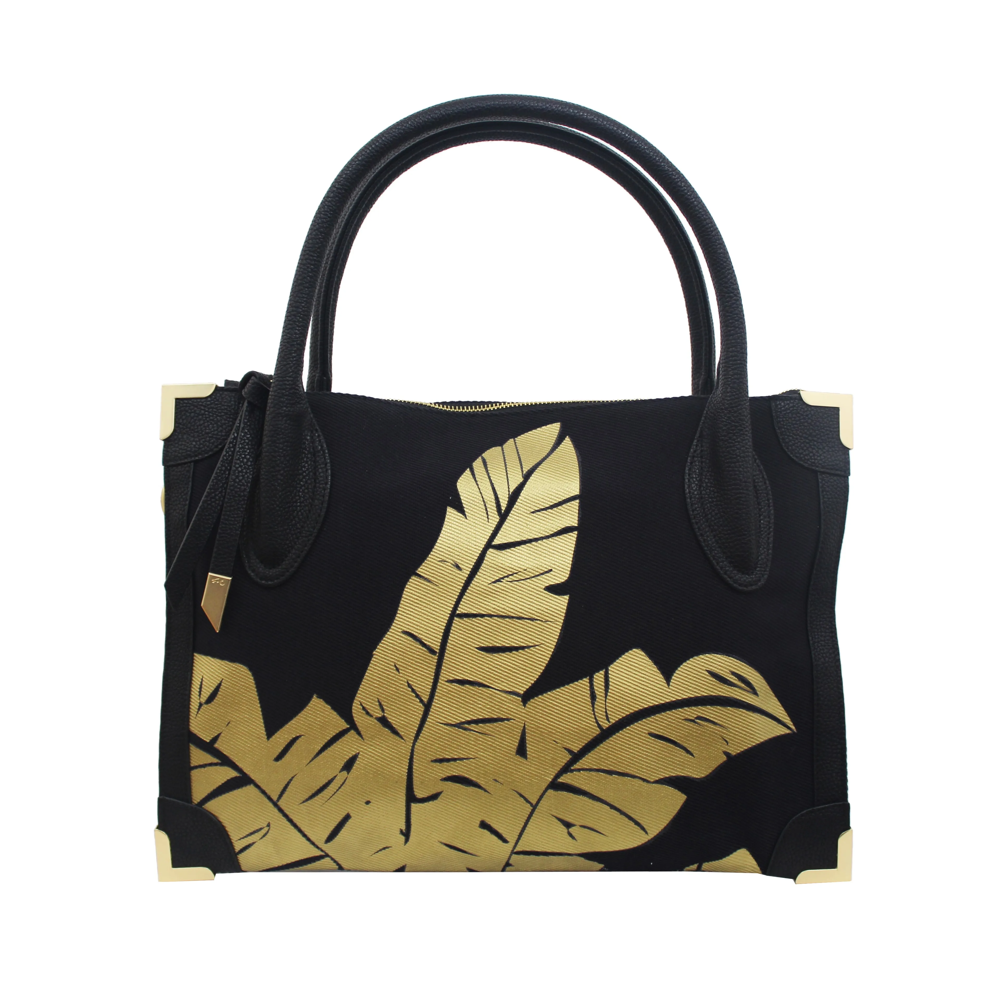 Frankie Satchel in Black & Gold Palm