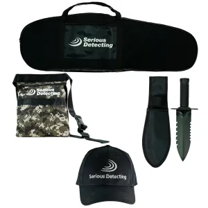 FREE GIFT | Serious Detecting Kit: Pouch, Carrybag, Cap, and TerraX Digger for Treasure Hunting