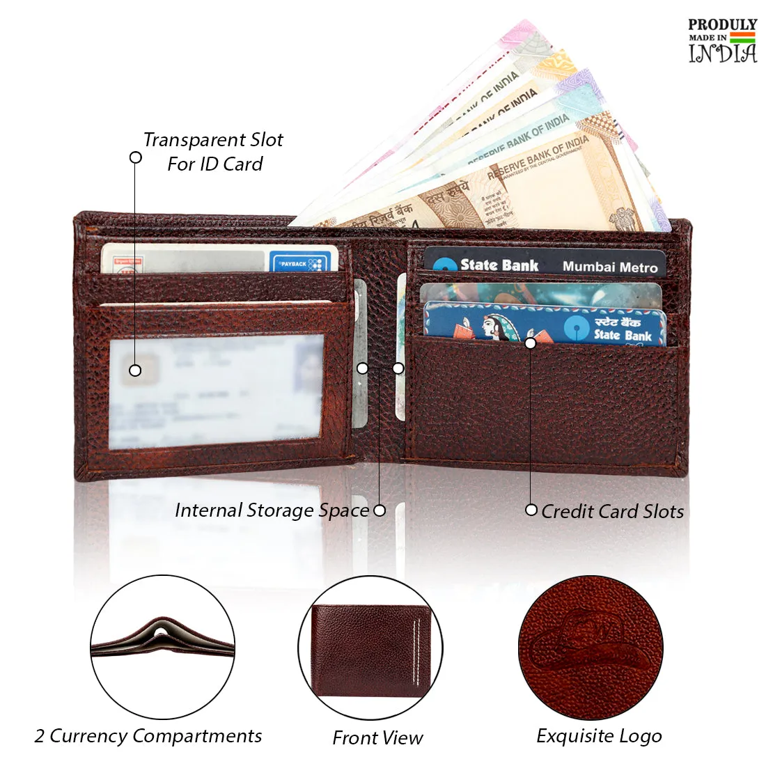 Genuine Grained Leather Trailblazer Wallet For Men