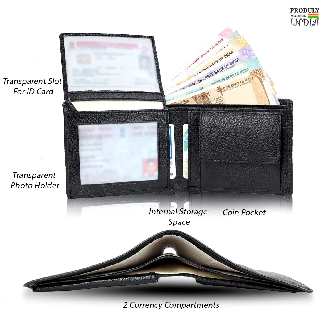 Genuine Grained Leather Wallet For Men