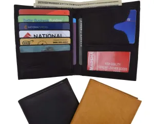 Genuine Leather Large Hipster Bifold Credit Card Id Mens Wallet 502 CF