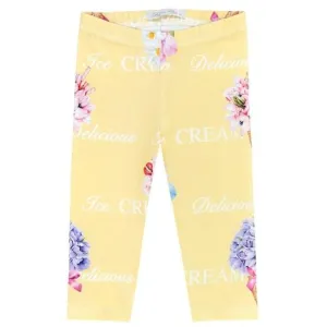 Girls Yellow Flower Leggings