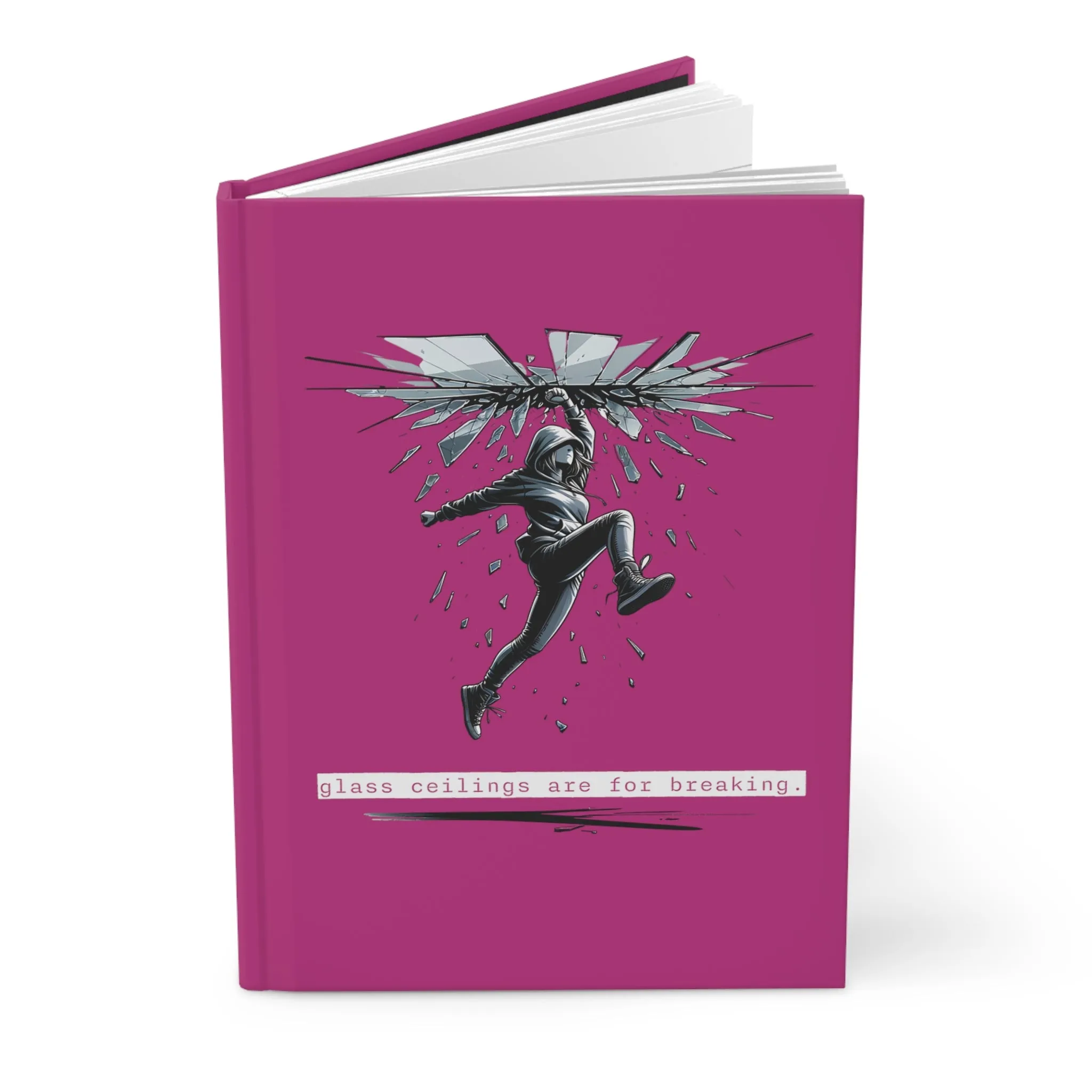 Glass Ceilings are for Breaking Pink Matte Hardcover Journal | Feminist Equality Blank Book | Lined Notebook Diary Dream Log