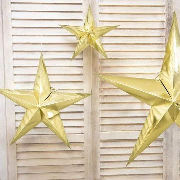 Gold Hanging Star Decoration - 70cm