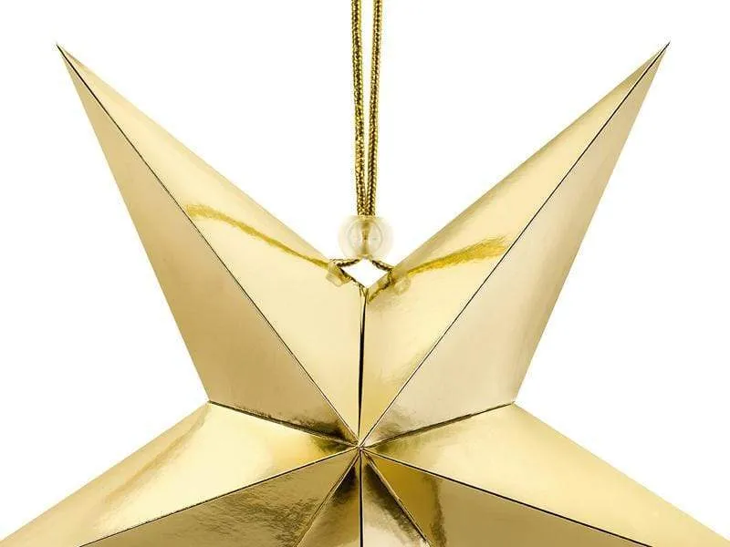 Gold Hanging Star Decoration - 70cm