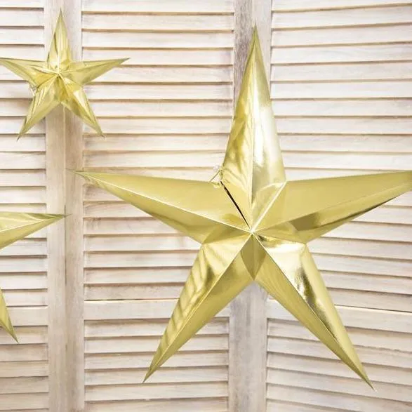 Gold Hanging Star Decoration - 70cm