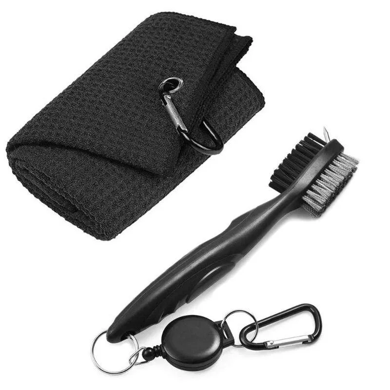 Golf Brush Towel Kit Cleaner with Loop Clip For Hanging