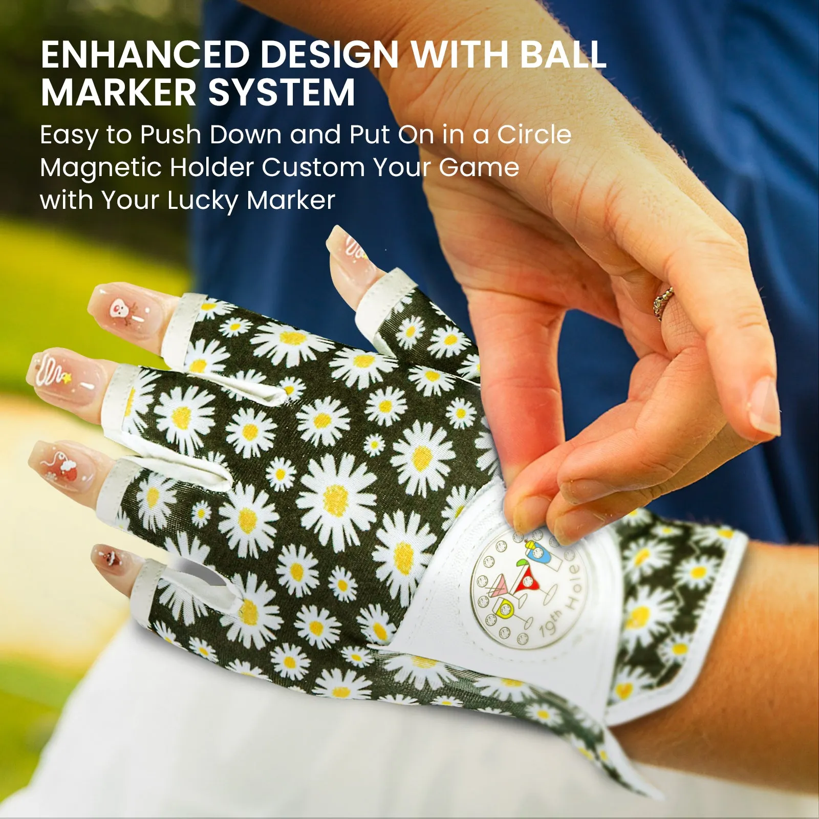 Golf Gloves Women Little Daisy Half Finger 1 Pack