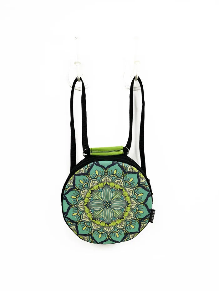 Green Black Mandala Circle Handmade Backpack Crossbody Bag for Women