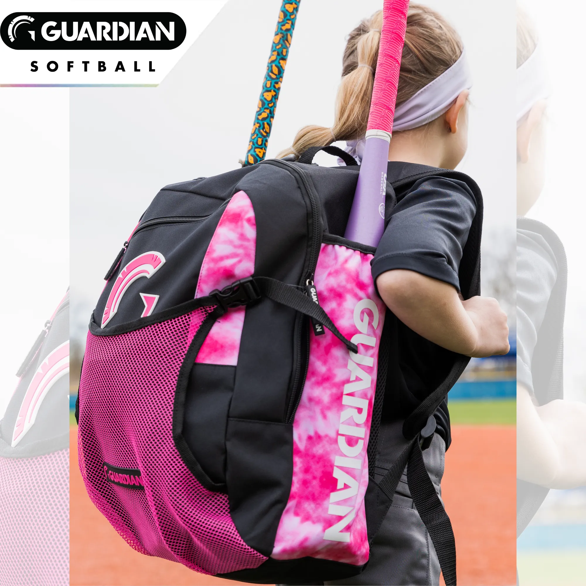 Guardian Baseball Rookie Youth Baseball Bat Bag - Boys or Girls (White/Pink Tie Dye)