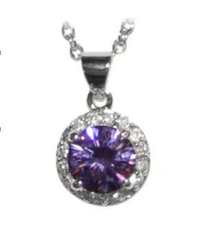 Halo Violet Crystal Petite Pendant Necklace