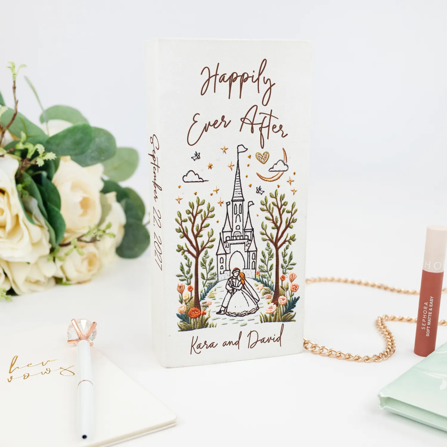 Happily Ever After Embroidered Storybook Clutch Bag