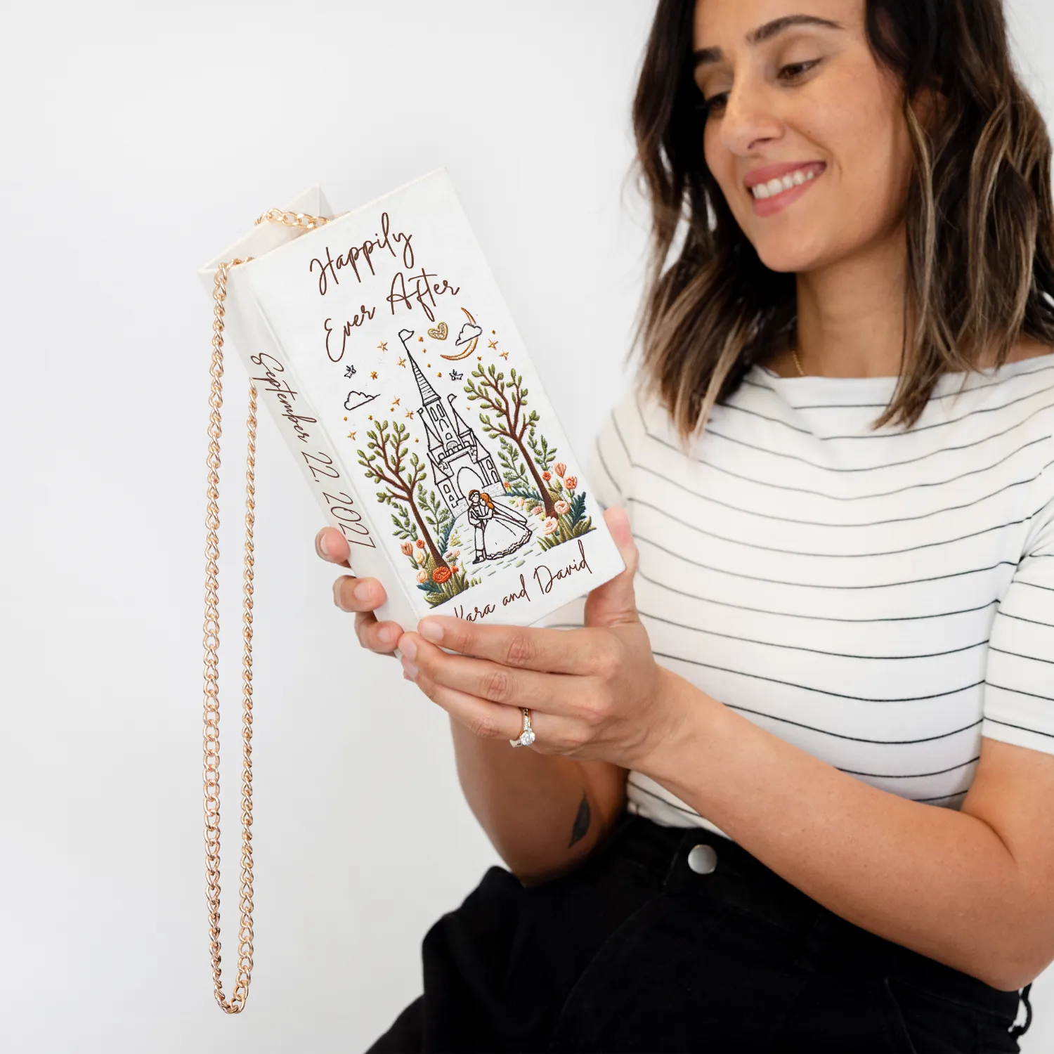 Happily Ever After Embroidered Storybook Clutch Bag