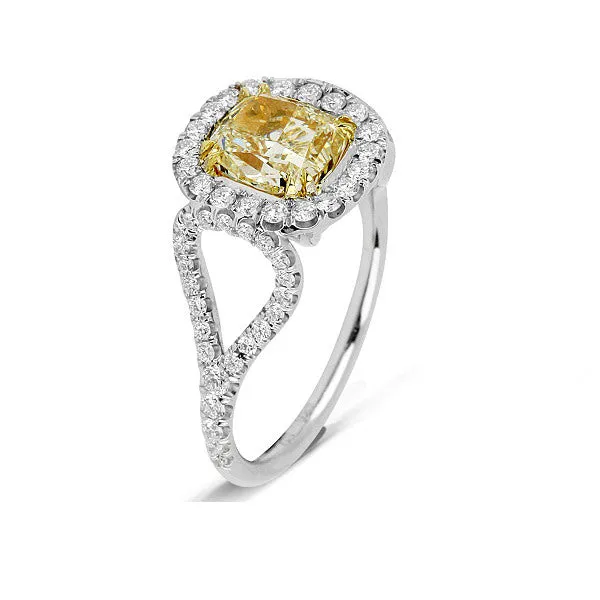 Harper Light Yellow Cushion Cut Ring