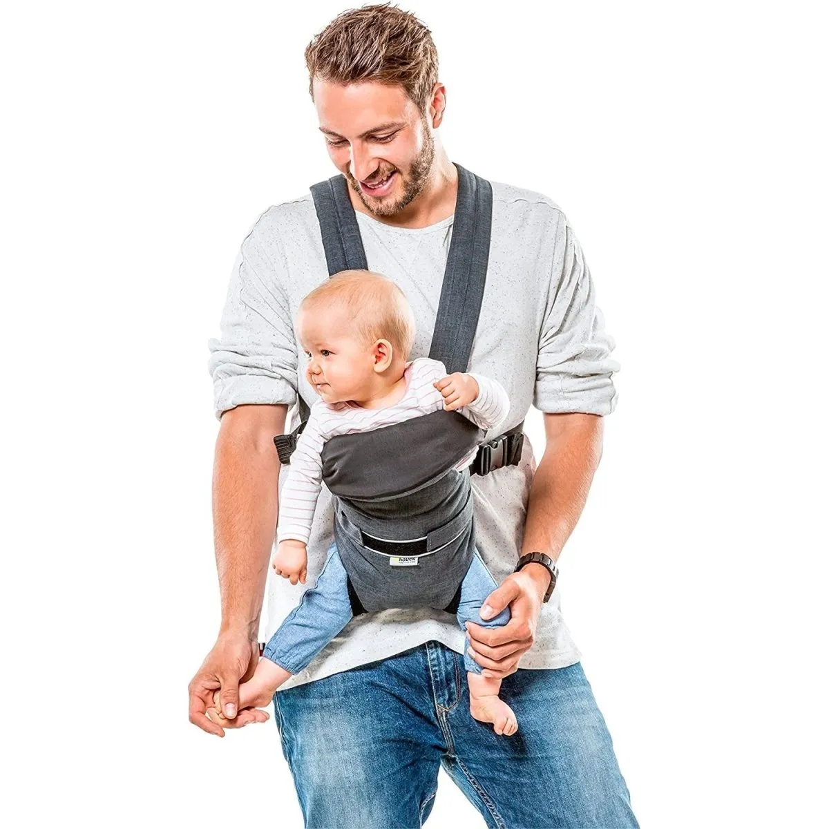 Hauck 2 Way Carrier- Baby Carrier With 4 Carry Positions-Melange Charcoal