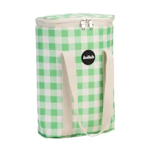 HOLIDAY WINE COOLER BAG KOLLAB, KELLY GREEN CHECK